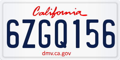 CA license plate 6ZGQ156