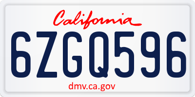 CA license plate 6ZGQ596