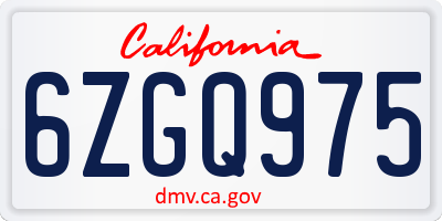 CA license plate 6ZGQ975