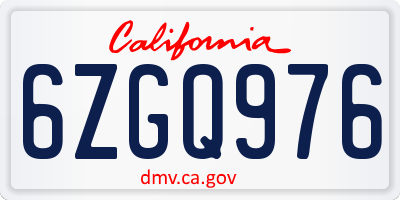 CA license plate 6ZGQ976