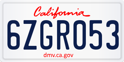 CA license plate 6ZGR053