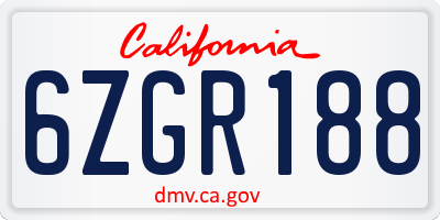 CA license plate 6ZGR188