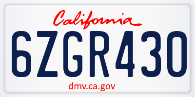 CA license plate 6ZGR430