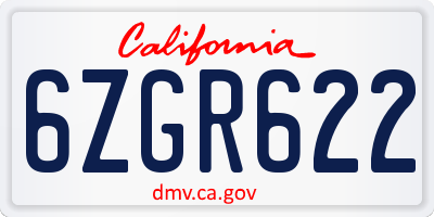 CA license plate 6ZGR622