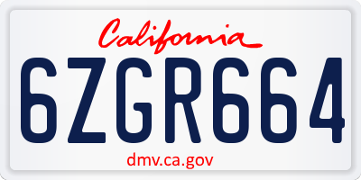 CA license plate 6ZGR664