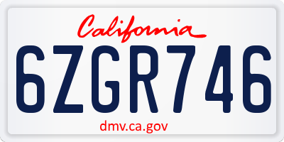 CA license plate 6ZGR746