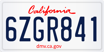 CA license plate 6ZGR841