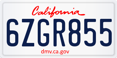 CA license plate 6ZGR855