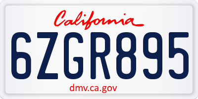 CA license plate 6ZGR895