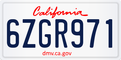 CA license plate 6ZGR971