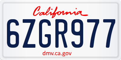 CA license plate 6ZGR977