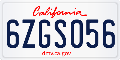 CA license plate 6ZGS056