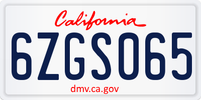 CA license plate 6ZGS065