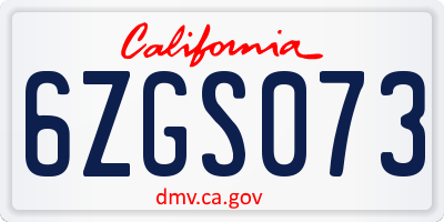 CA license plate 6ZGS073