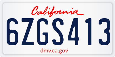 CA license plate 6ZGS413