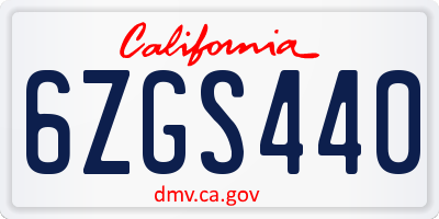 CA license plate 6ZGS440