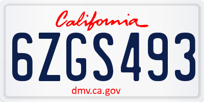CA license plate 6ZGS493