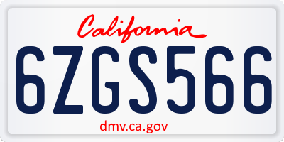 CA license plate 6ZGS566