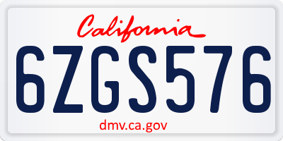 CA license plate 6ZGS576