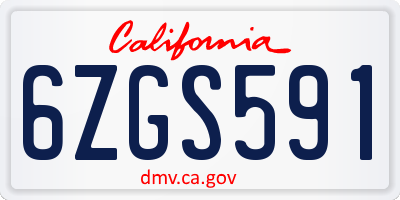 CA license plate 6ZGS591
