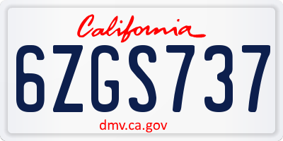 CA license plate 6ZGS737