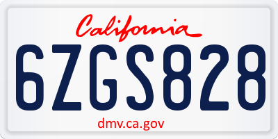 CA license plate 6ZGS828