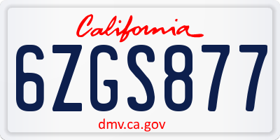 CA license plate 6ZGS877