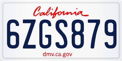CA license plate 6ZGS879