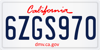 CA license plate 6ZGS970