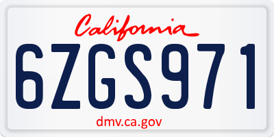 CA license plate 6ZGS971