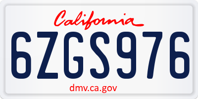 CA license plate 6ZGS976