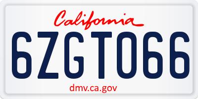 CA license plate 6ZGT066