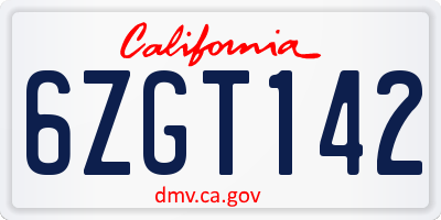 CA license plate 6ZGT142