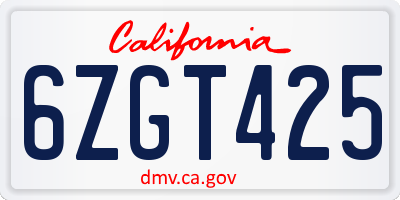 CA license plate 6ZGT425