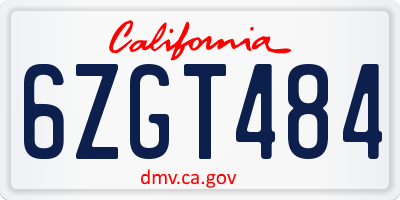 CA license plate 6ZGT484