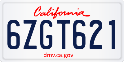 CA license plate 6ZGT621