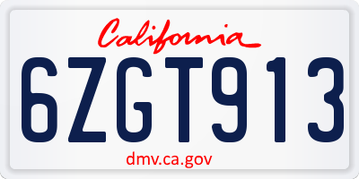 CA license plate 6ZGT913