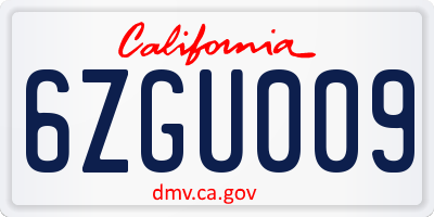 CA license plate 6ZGU009