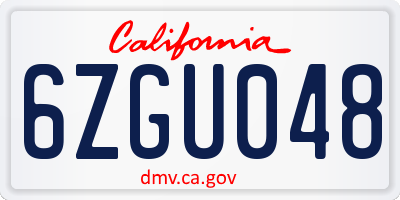 CA license plate 6ZGU048