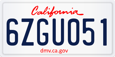 CA license plate 6ZGU051