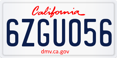 CA license plate 6ZGU056