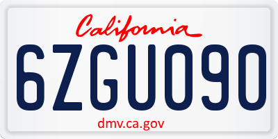 CA license plate 6ZGU090