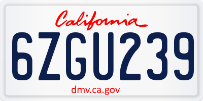 CA license plate 6ZGU239