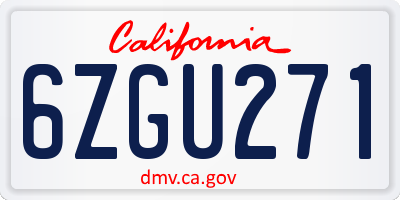 CA license plate 6ZGU271