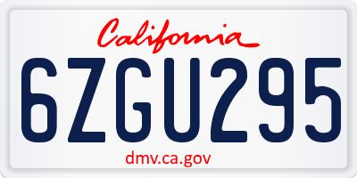 CA license plate 6ZGU295