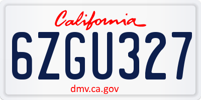 CA license plate 6ZGU327