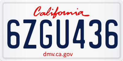 CA license plate 6ZGU436