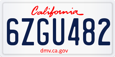 CA license plate 6ZGU482