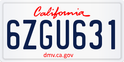 CA license plate 6ZGU631