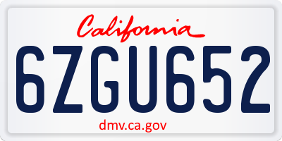 CA license plate 6ZGU652